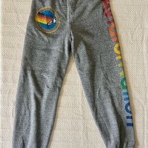 Aviator Nation Gray Sweatpants with Rainbow Stripe